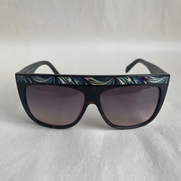Emilio Pucci EP0008 Italy Shield Sunglasses Havana Gradient Smoke Abstract Print - Picture 7 of 14
